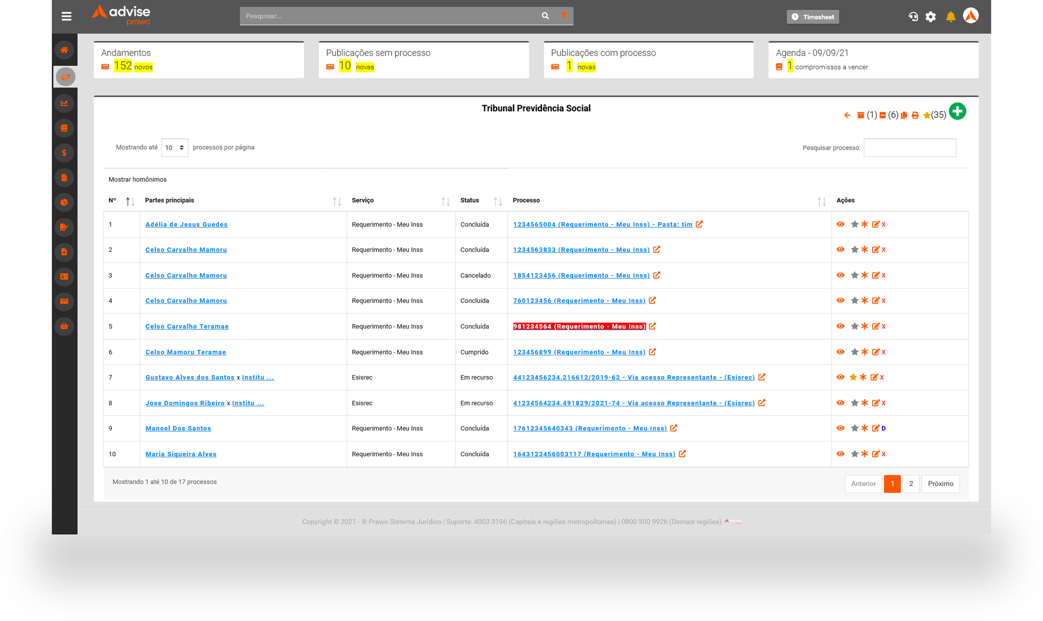 Gerenciador de processos INSS Digital